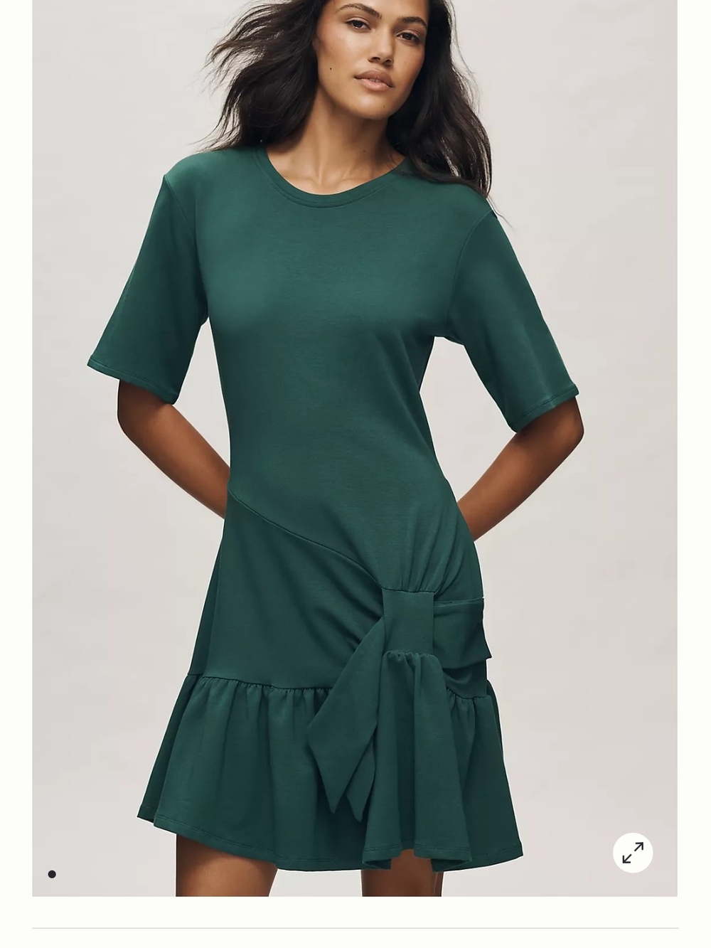 NWOT Anthropologie Daily Practice Women's Tie-Front Ruffle Dress - Dark Green